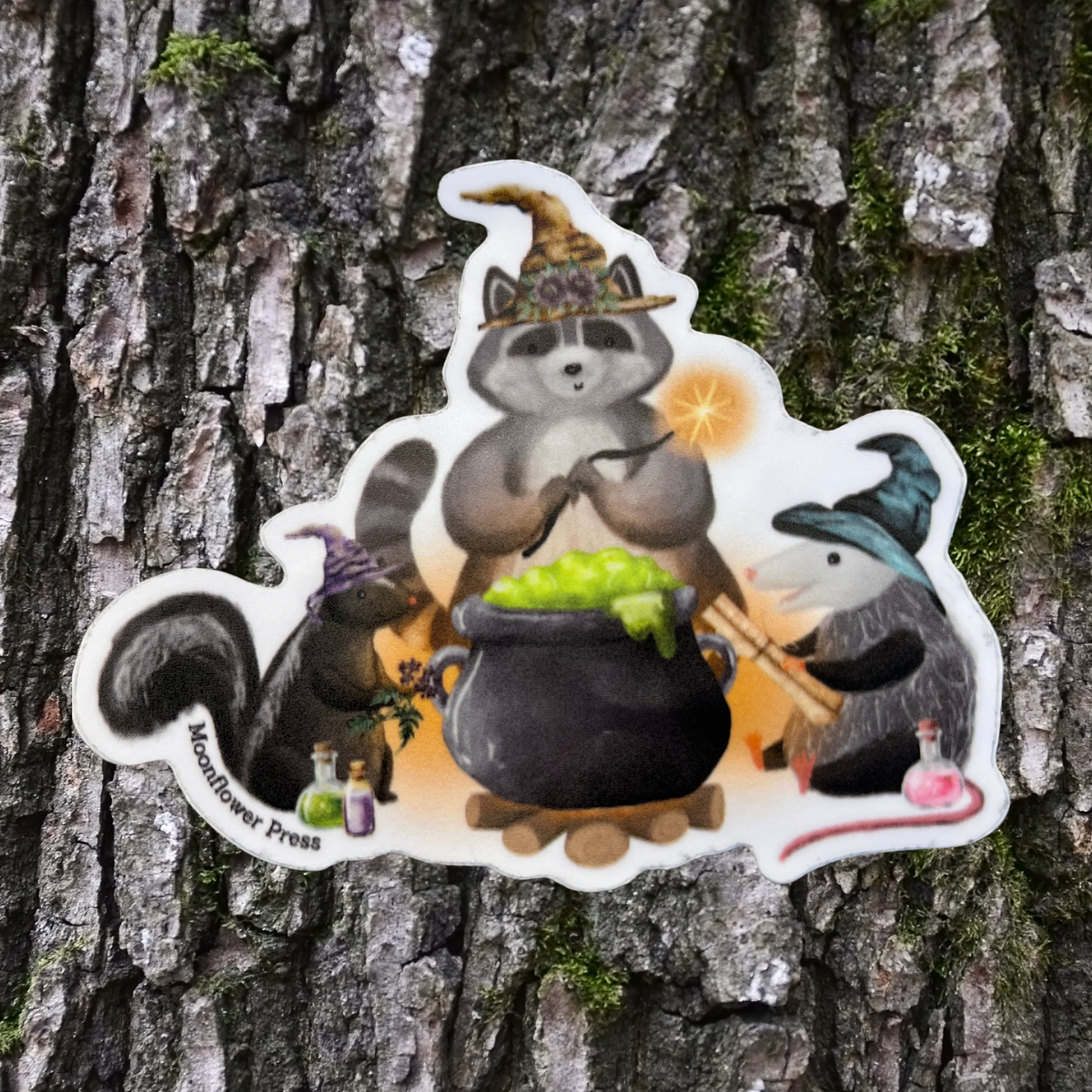 Witchy Campfire Trashcats Vinyl Sticker