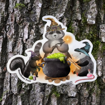 Witchy Campfire Trashcats Vinyl Sticker