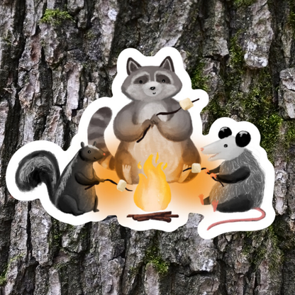Campfire Trashcat Sticker - Durable Waterproof Vinyl