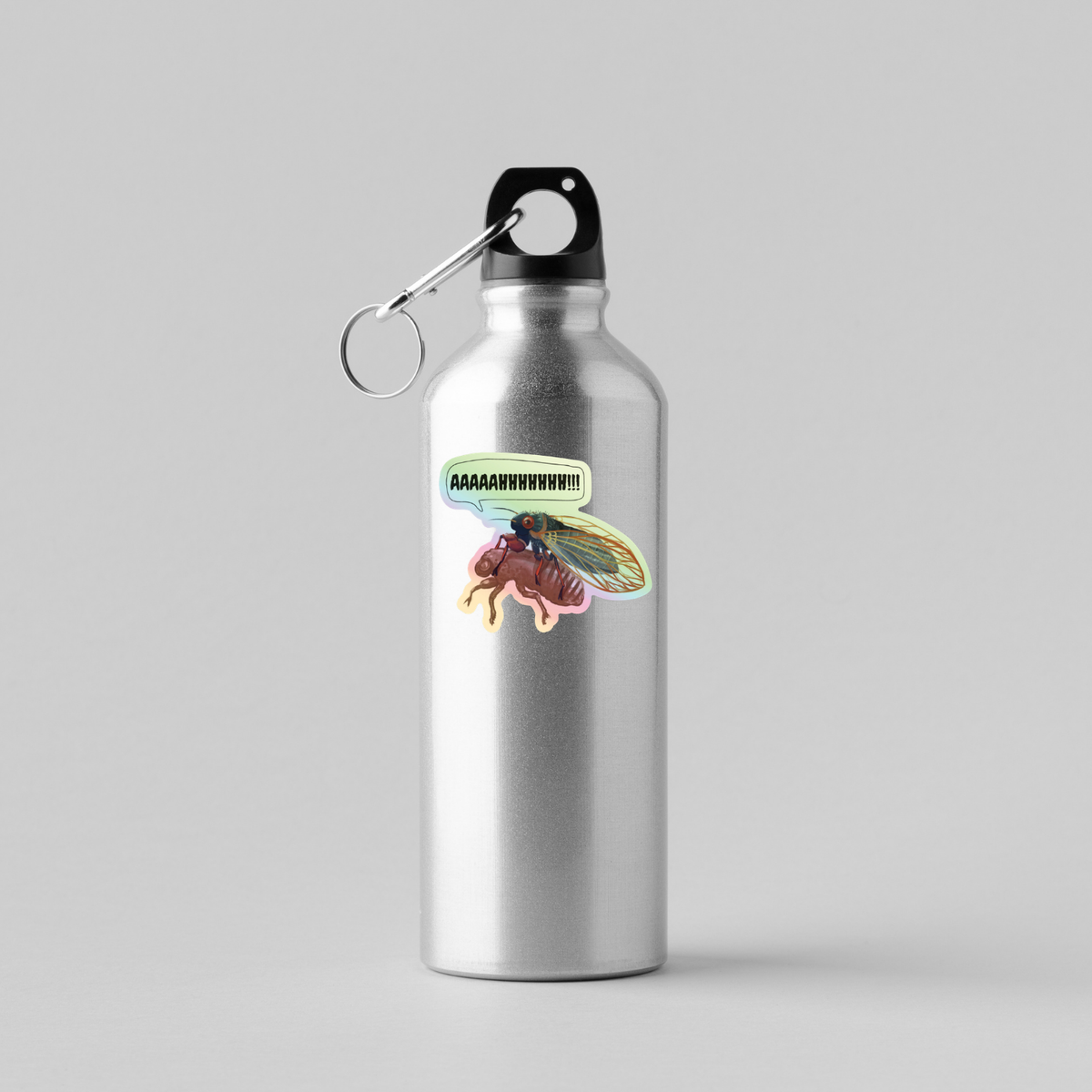 Screaming Cicada AAAAHHHHHHH!!! Waterproof, holographic, vinyl sticker