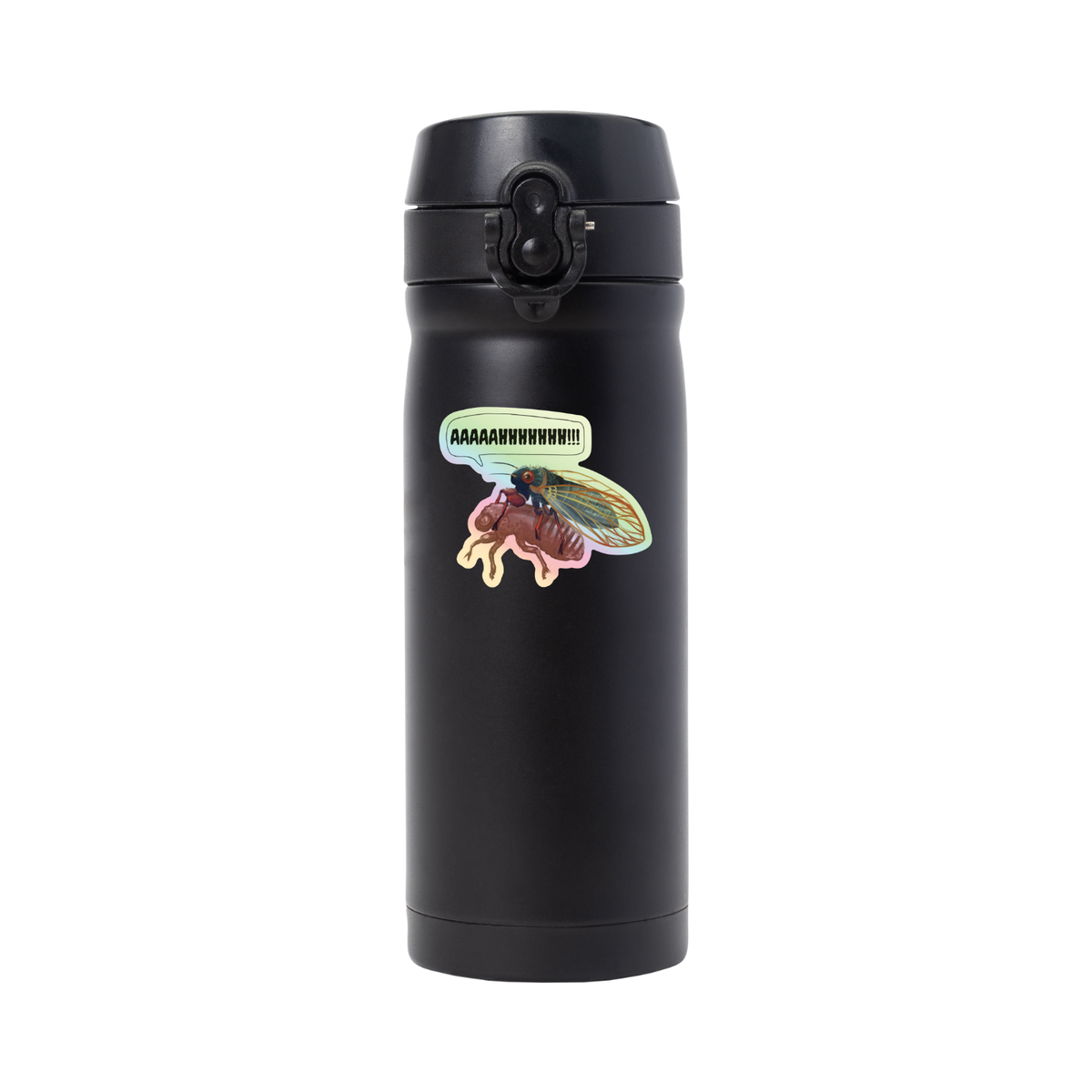 Screaming Cicada AAAAHHHHHHH!!! Waterproof, holographic, vinyl sticker