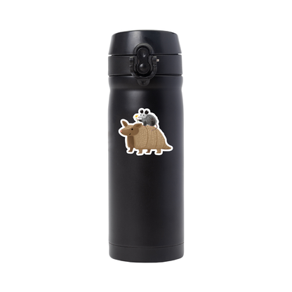 Armadillo Gives Opossum Joey a Ride Sticker - Durable Waterproof Vinyl