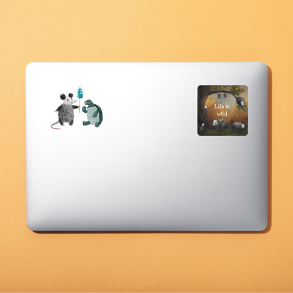Opossum and Turtle Friends Sticker - Durable Waterproof Vinyl