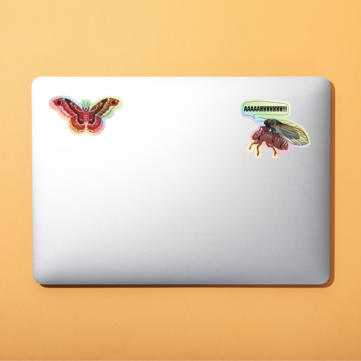 Screaming Cicada AAAAHHHHHHH!!! Waterproof, holographic, vinyl sticker