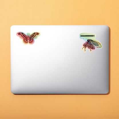 Screaming Cicada AAAAHHHHHHH!!! Waterproof, holographic, vinyl sticker