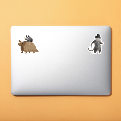 Armadillo Gives Opossum Joey a Ride Sticker - Durable Waterproof Vinyl